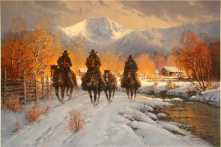 Snowy Crossing by artist G Harvey